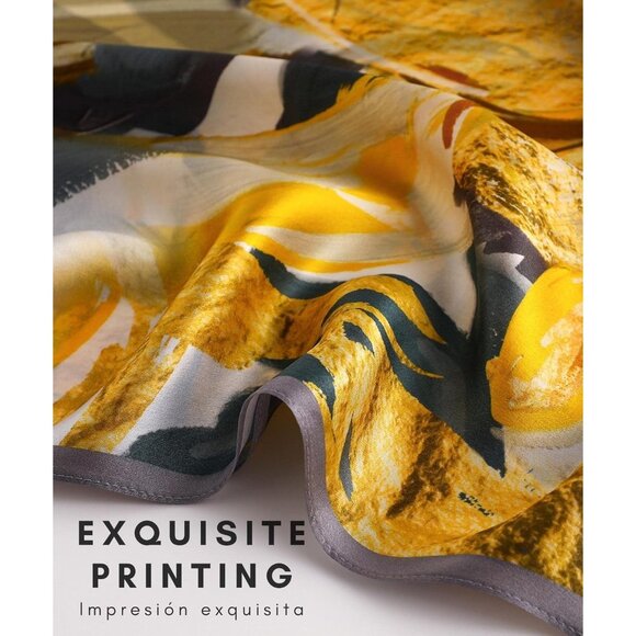 🆕 Women Yellow Mulberry Silk Long Scarf Large Oblong Shawl Head Neck Hair Wrap - Picture 5 of 5